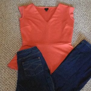 New Worthington Coral/Peach XL Peplum Top